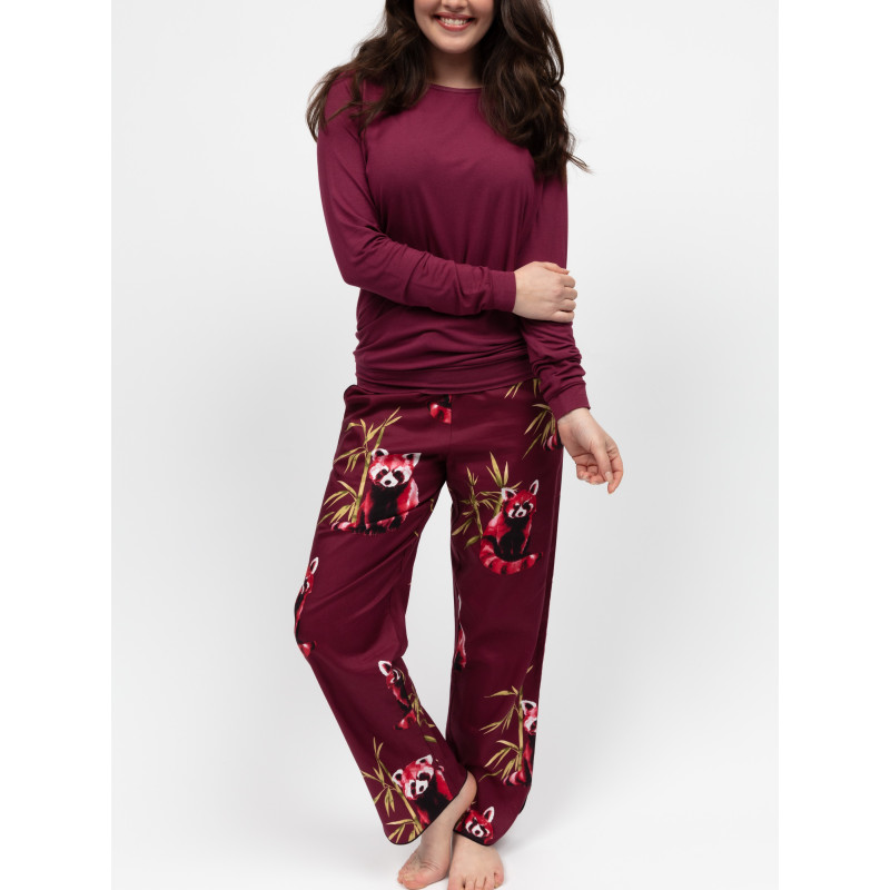 Піжама жіноча Cyberjammies Yasmin 5087-5082 4XL Бордовий з принтом панди (5051877609846)
