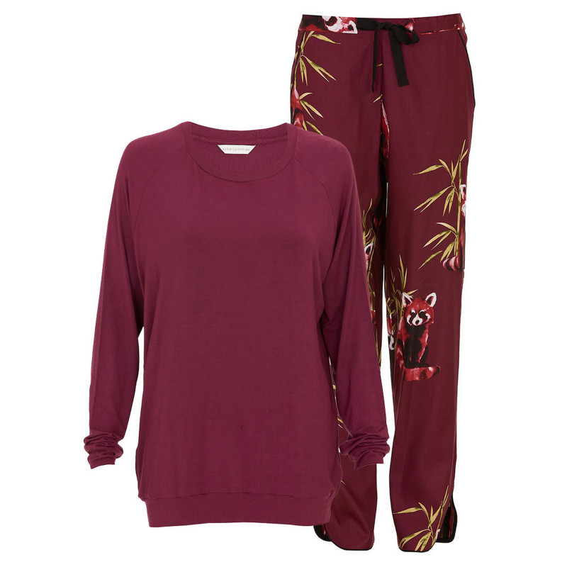 Піжама жіноча Cyberjammies Yasmin 5087-5082 XL Бордовий з принтом панди (5051877609815)