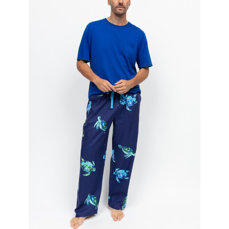 Пижама мужская Cyberjammies Aspen 6323/6324 L Синій з принтом черепахи (5051877656123)