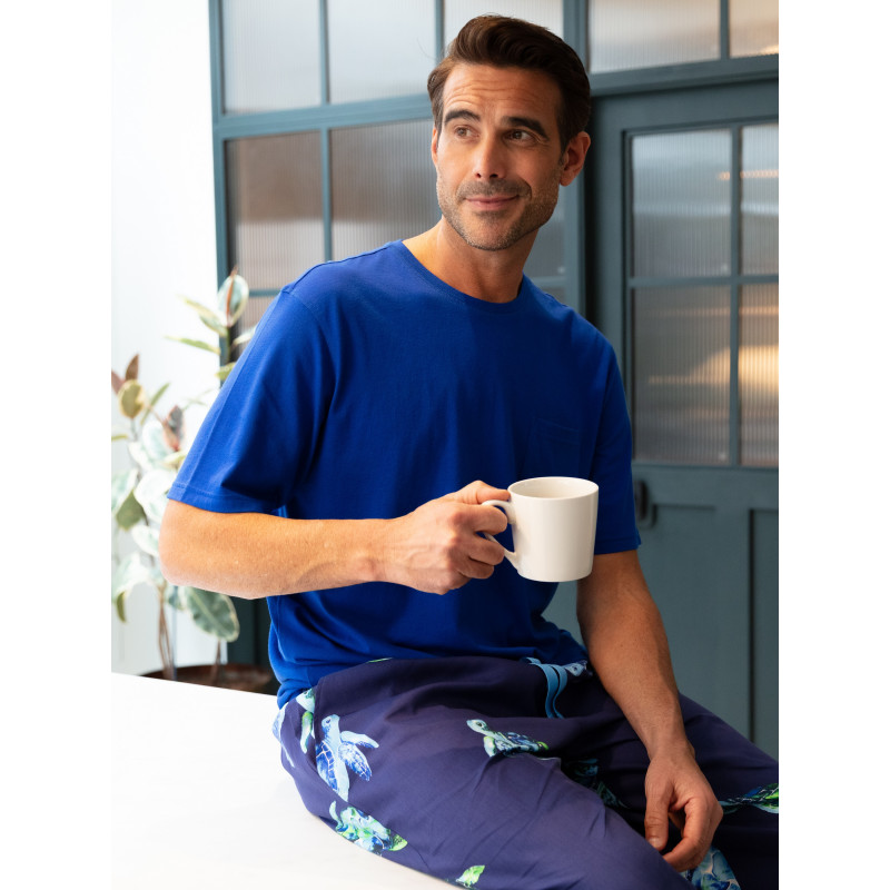 Пижама мужская Cyberjammies Aspen 6323/6324 L Синій з принтом черепахи (5051877656123)