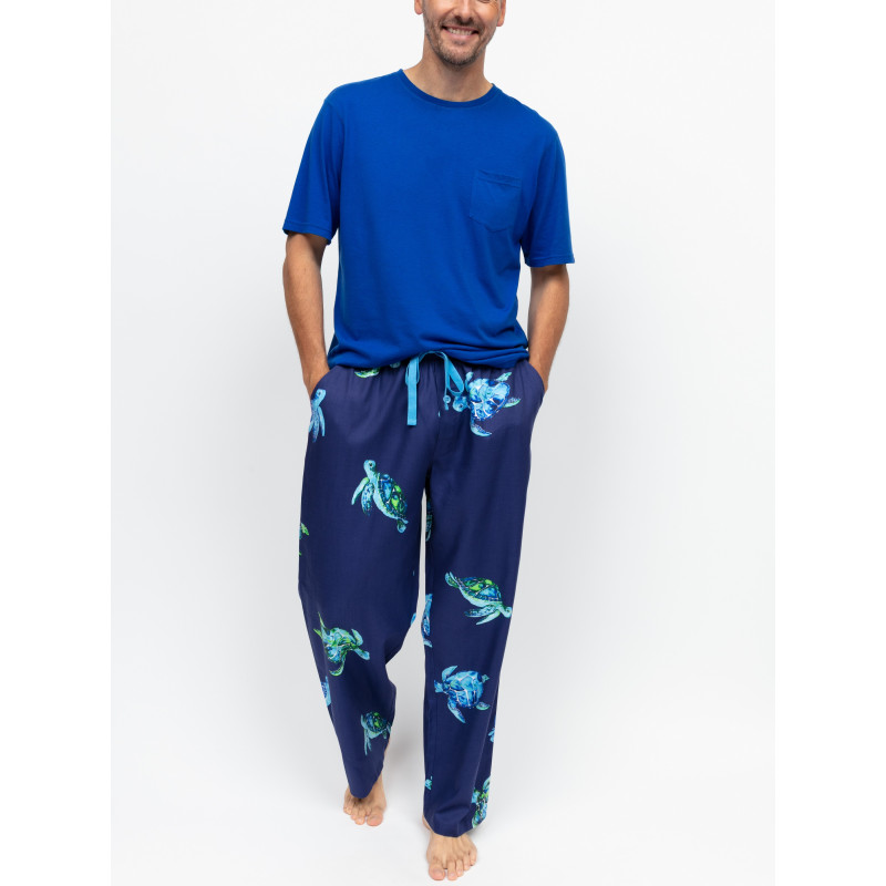 Пижама мужская Cyberjammies Aspen 6323/6324 S Синій з принтом черепахи (5051877656109)