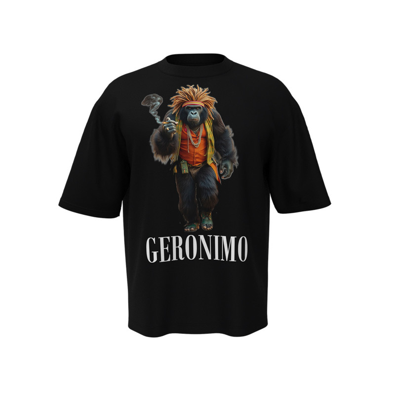 Футболка чоловіча Geronimo Rasta Gorila Black чорна бавовняна Oversize з дизайнерським принтом One size Чорний з  принтом горили (3800999041100)