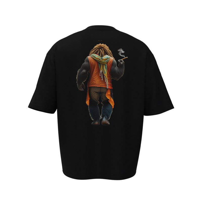 Футболка чоловіча Geronimo Rasta Gorila Black чорна бавовняна Oversize з дизайнерським принтом One size Чорний з  принтом горили (3800999041100)
