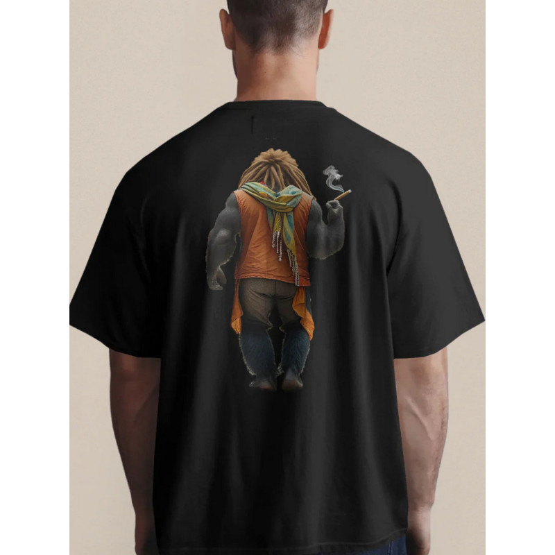 Футболка чоловіча Geronimo Rasta Gorila Black чорна бавовняна Oversize з дизайнерським принтом One size Чорний з  принтом горили (3800999041100)
