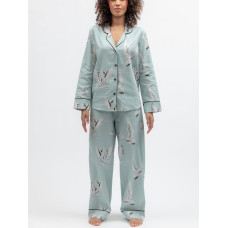 Жіноча піжама Cyberjammies Grace 5566-5567 стильний комплект для дому на гудзиках з широкими штанами сімейна колекція 8/XS М'ятний з принтом лебедів (5051877677661)