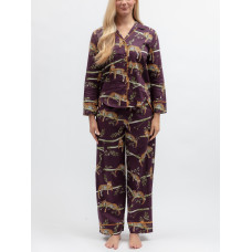 Піжама жіноча Cyberjammies Wild Slumber 5628-5629 з бавовни та модалу широкі штани family look 8/XS Фіолетовий з принтом леопардів (5051877688926)