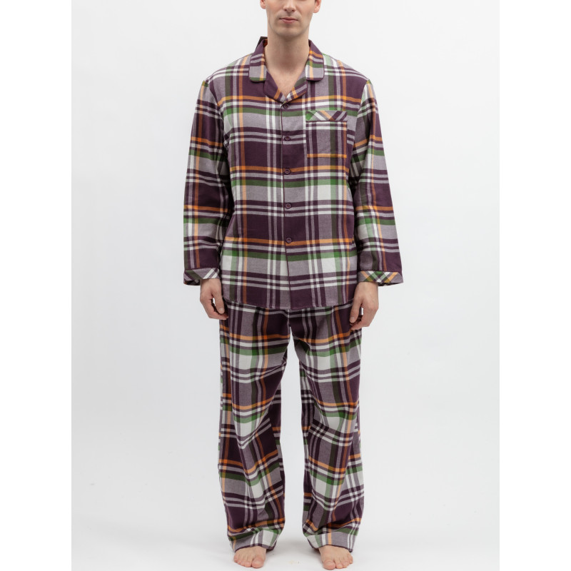 Піжама чоловіча Cyberjammies Wild Slumber 3252-3253 зі 100% бавовни з начісуванням family look L Фіолетовий у клітинку (5051877694736)