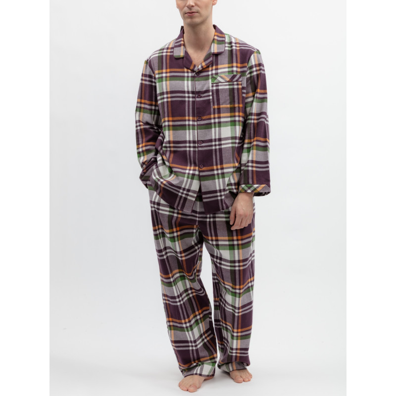 Піжама чоловіча Cyberjammies Wild Slumber 3252-3253 зі 100% бавовни з начісуванням family look XL Фіолетовий у клітинку (5051877694743)