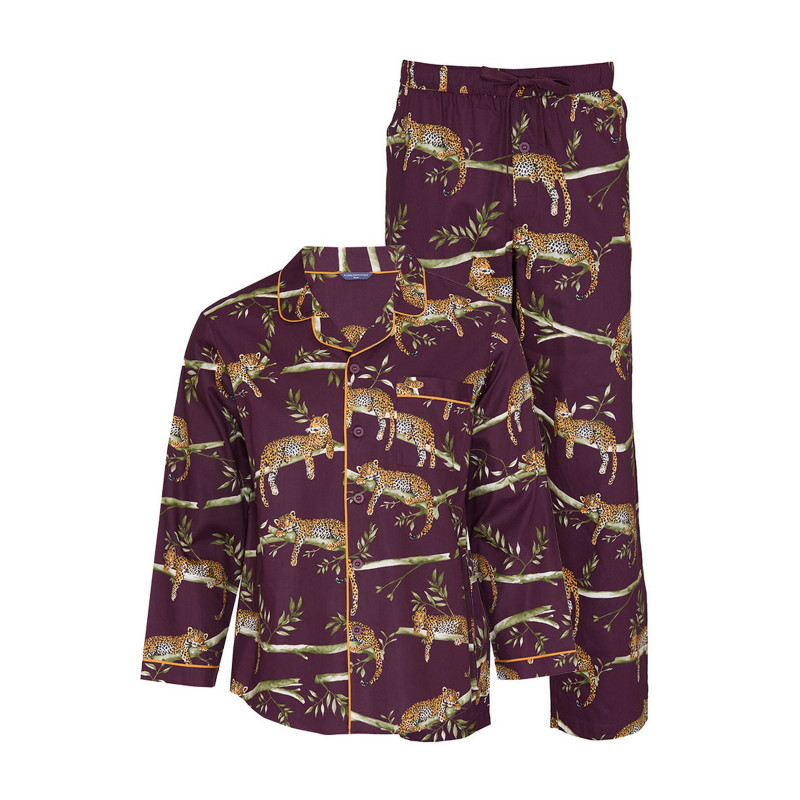 Піжама чоловіча Cyberjammies Wild Slumber 3328-3255 з бавовни та модалу для стильного сімейного образу L Фіолетовий з принтом леопардів (5051877694859)