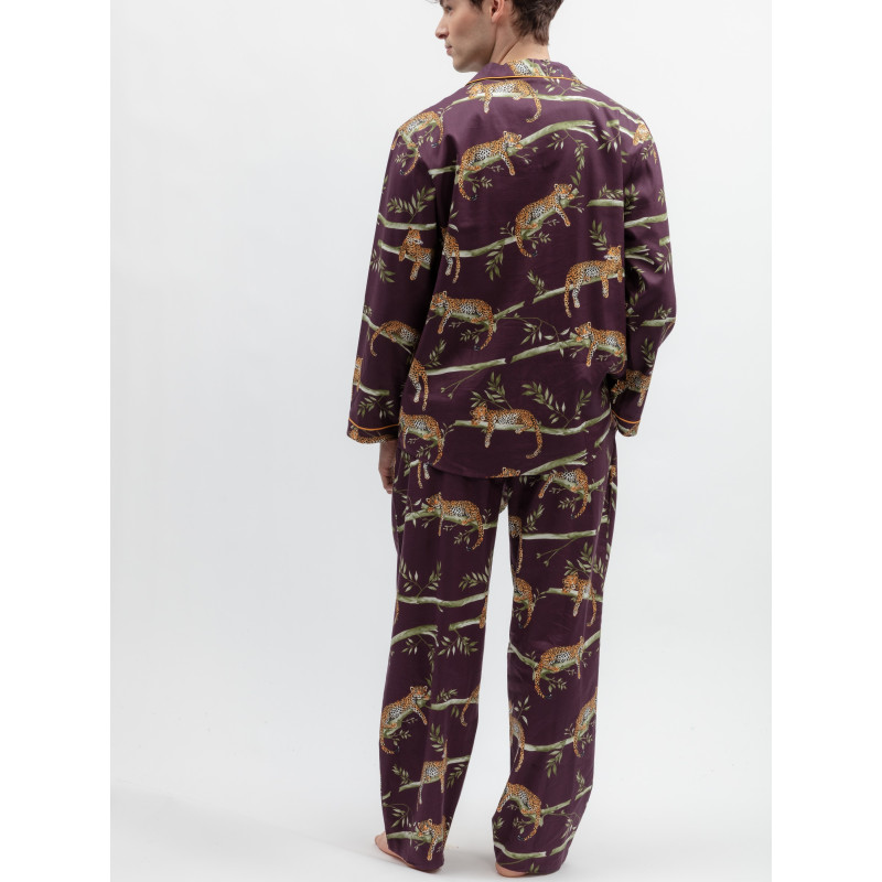 Піжама чоловіча Cyberjammies Wild Slumber 3328-3255 з бавовни та модалу для стильного сімейного образу M Фіолетовий з принтом леопардів (5051877694842)