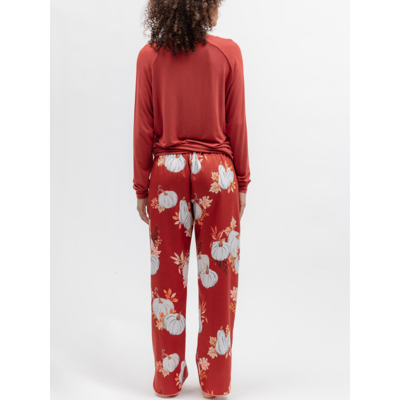 Піжама жіноча Cyberjammies Pumpkin 5666-5665 яскравий осінній комлект із бавовни та модалу 22/4XL Помаранчевий з гарбузовим принтом (5051877683983)