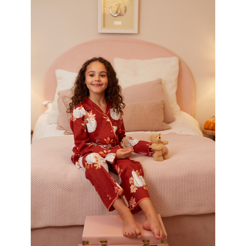 Піжама для дівчинки Cyberjammies Pumpkin 7298 з м’якої суміші бавовни та модалу 6-7 лет/122см Помаранчевий з гарбузовим принтом (5051877697102)