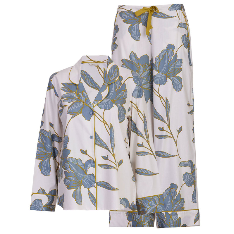 Піжама жіноча Cyberjammies Piper 0426 0427 з широкими штанами для комфорту і свободи 20/3XL Білий з квітковим принтом (5051877521681)