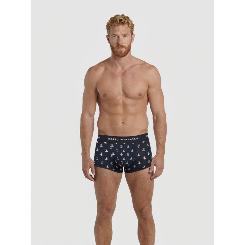 Труси боксери Garcon Francais Boxer Court18 Ancres чоловіча французька білизна 3XL Синій з принтом якоря (ZIK0000031453)