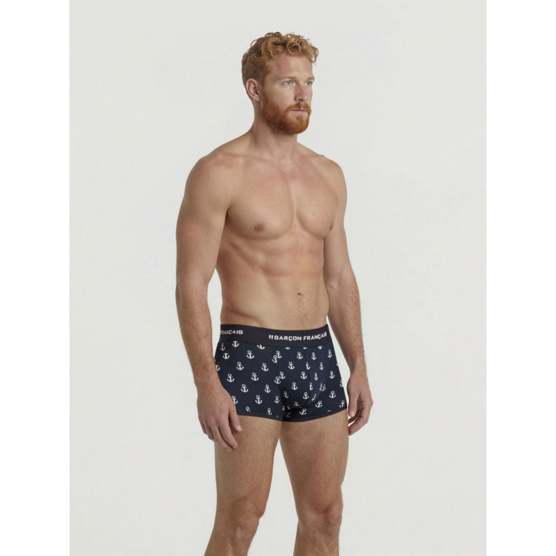 Труси боксери Garcon Francais Boxer Court18 Ancres чоловіча французька білизна 3XL Синій з принтом якоря (ZIK0000031453)