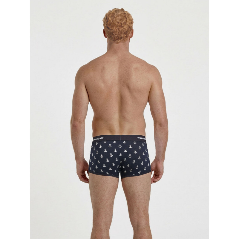 Труси боксери Garcon Francais Boxer Court18 Ancres чоловіча французька білизна 3XL Синій з принтом якоря (ZIK0000031453)
