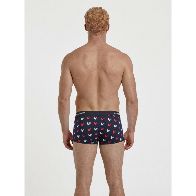 Труси боксери Garcon Francais Boxer Court18 Coqs якісна французька білизна 3XL Синій з принтом півнів (ZIK0000031507)